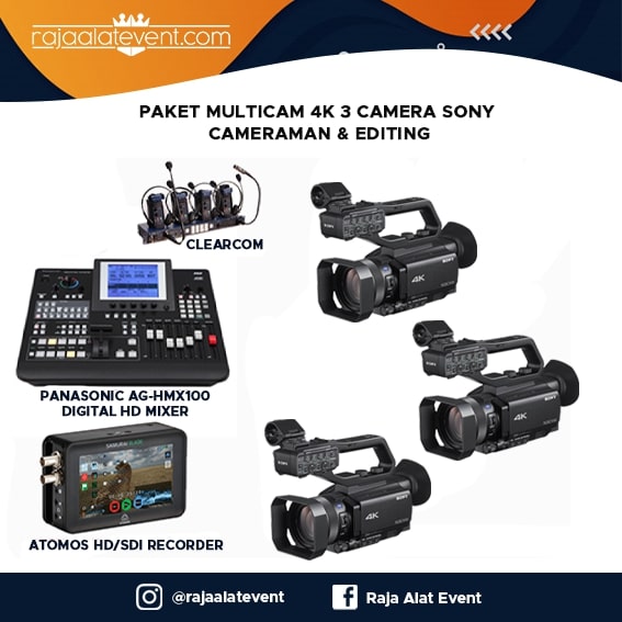 SKU55_PAKET MULTICAM 4K 3 CAM CAMERAMAN & EDITING